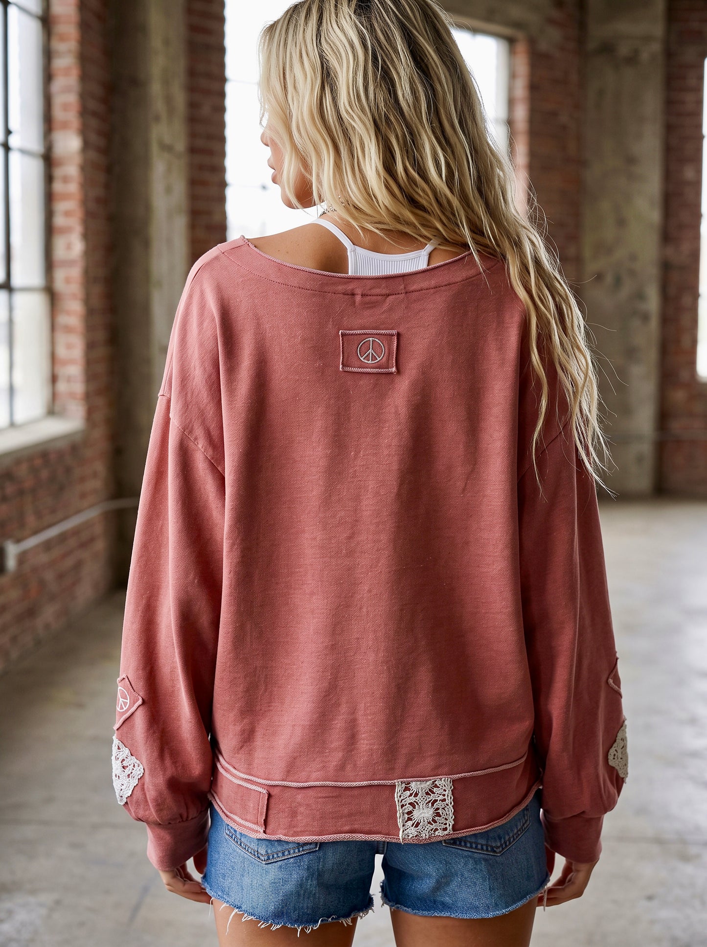 POL Patch Cross Cropped Sweatshirt