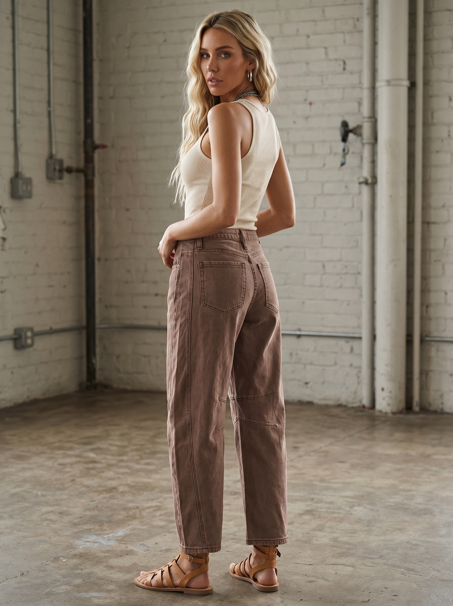 Colored Denim Barrel Jeans