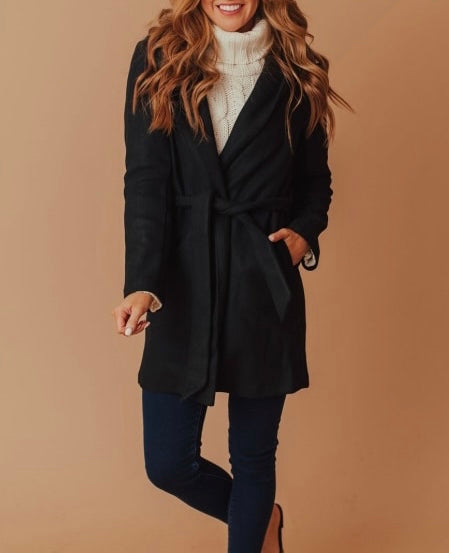 JQ Fleece Belted Hoodie Coat