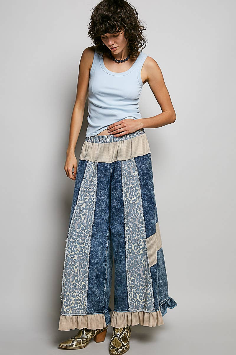 French Terry Ruffle Hem Straight-Leg pants