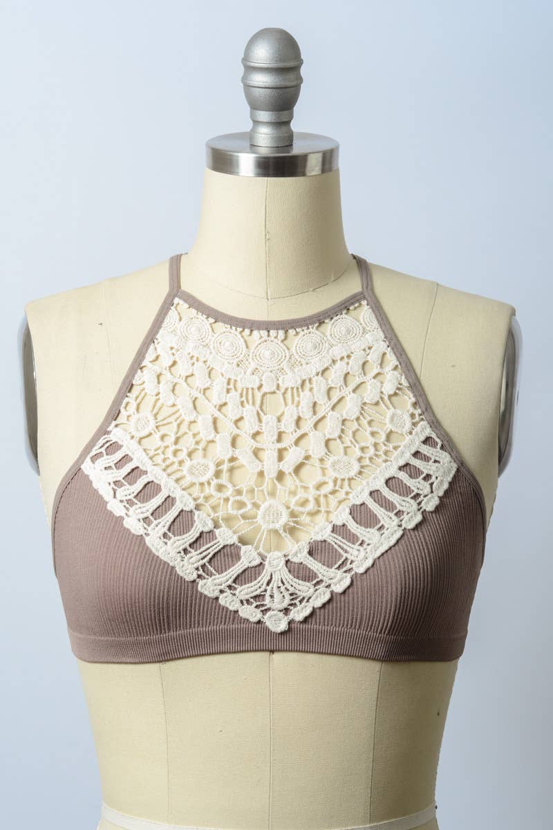Crochet Lace High Neck Crop Top - Bestseller