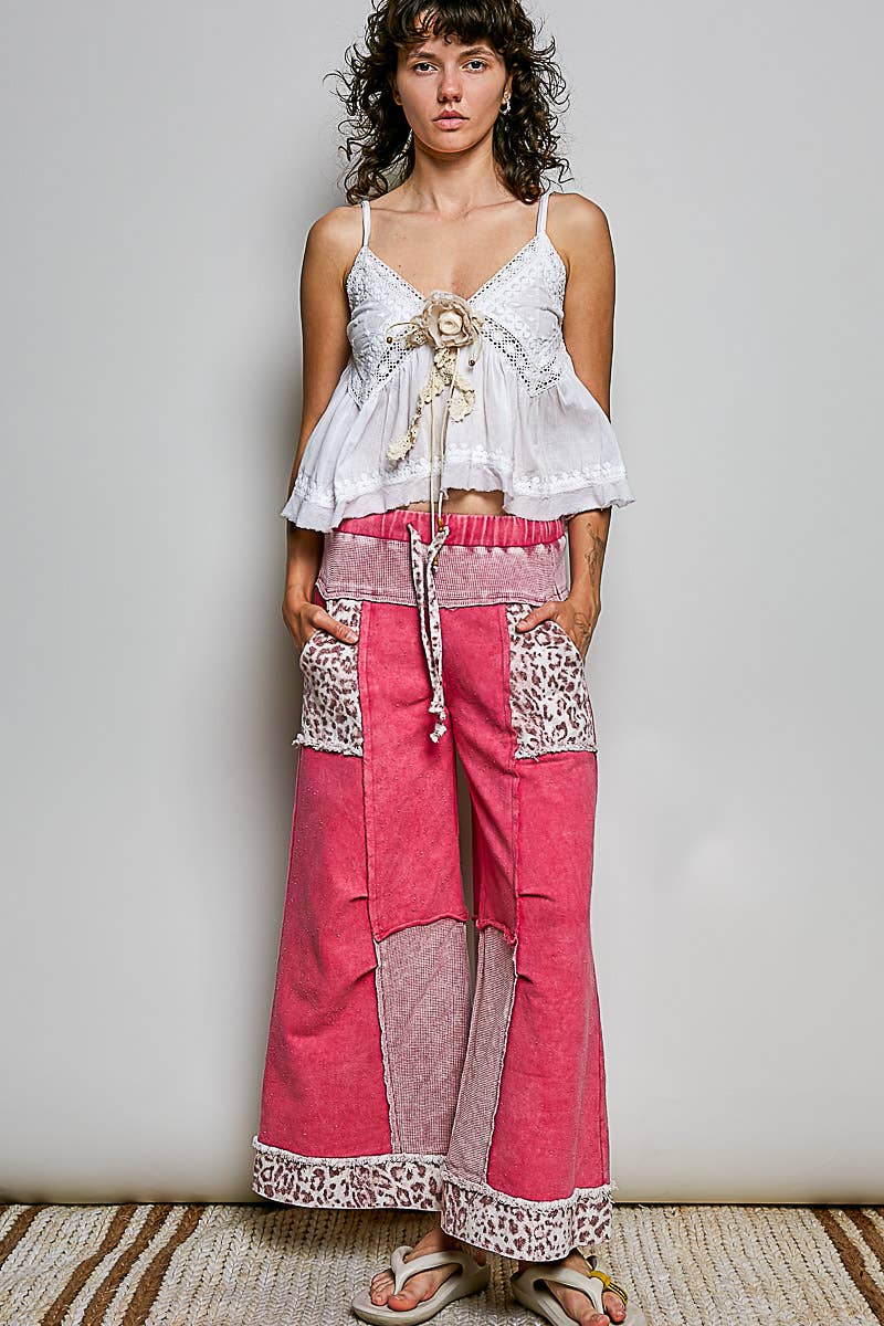 V-neck Sleeveless Washing Effect Embroidered Woven Top