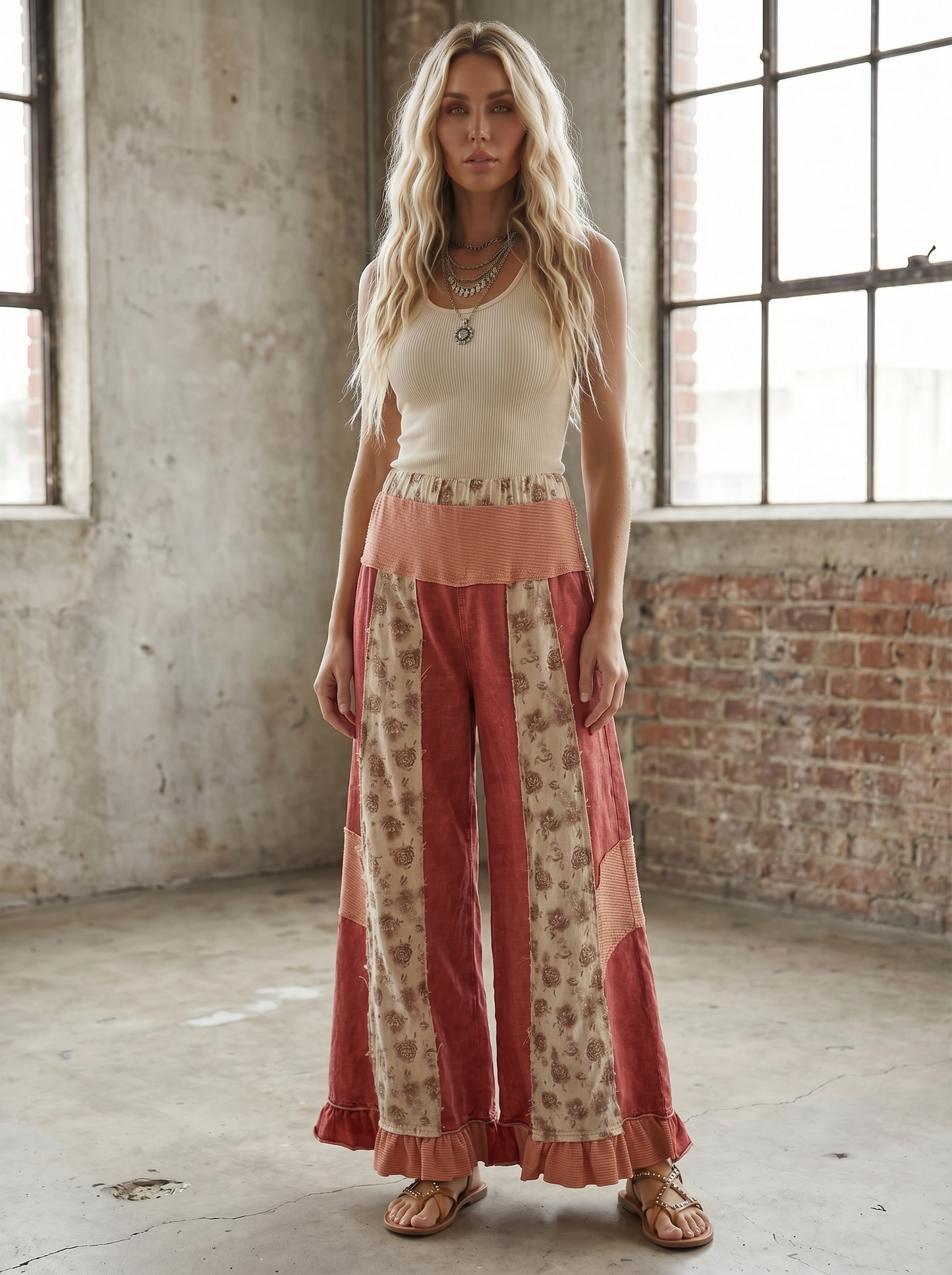 POL French Terry Ruffle Hem Pants