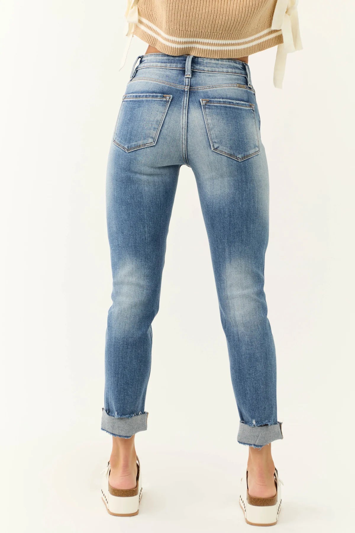 Kancan High Rise Cuffed Straight Jeans