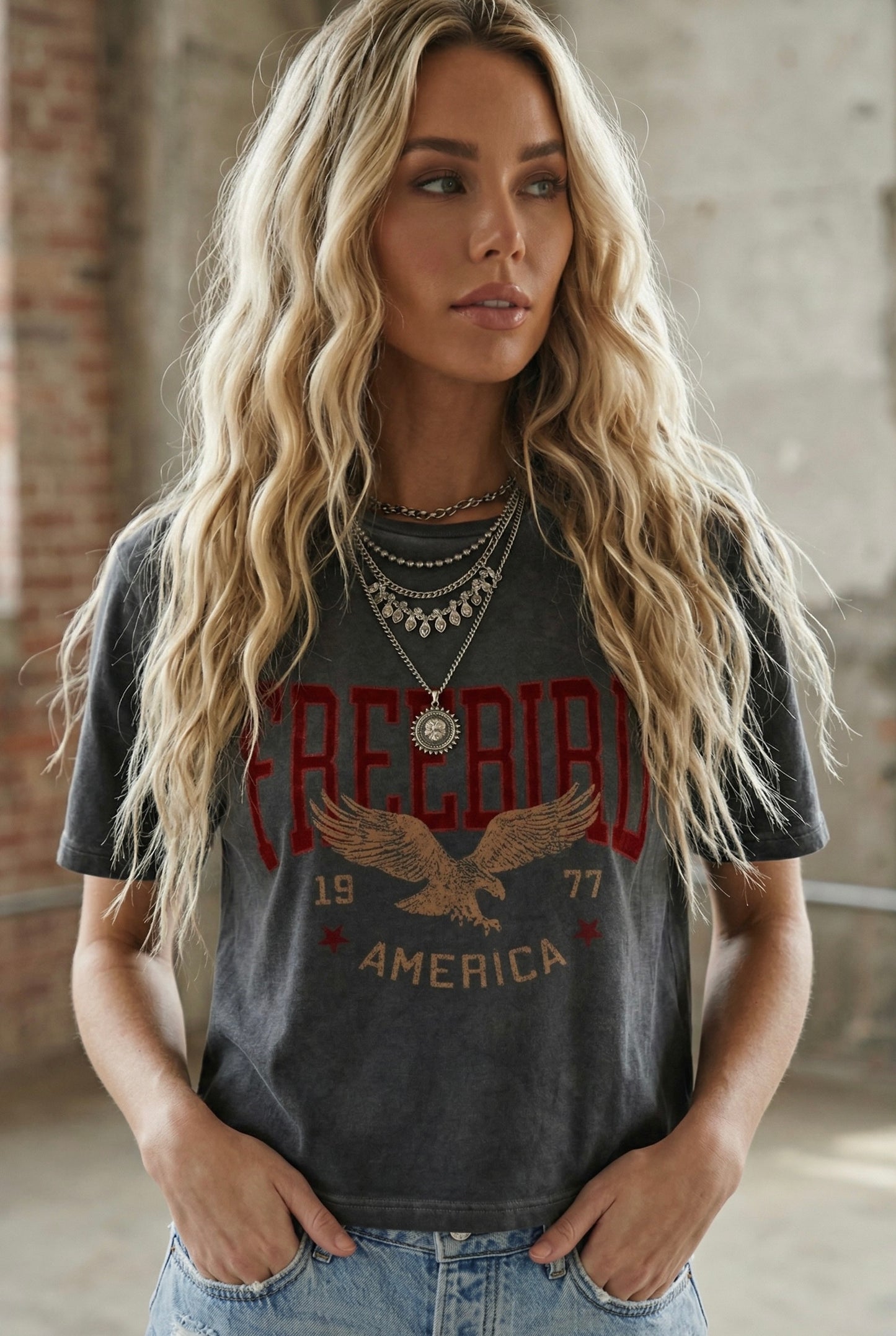 Free Bird Americana Crop Tee