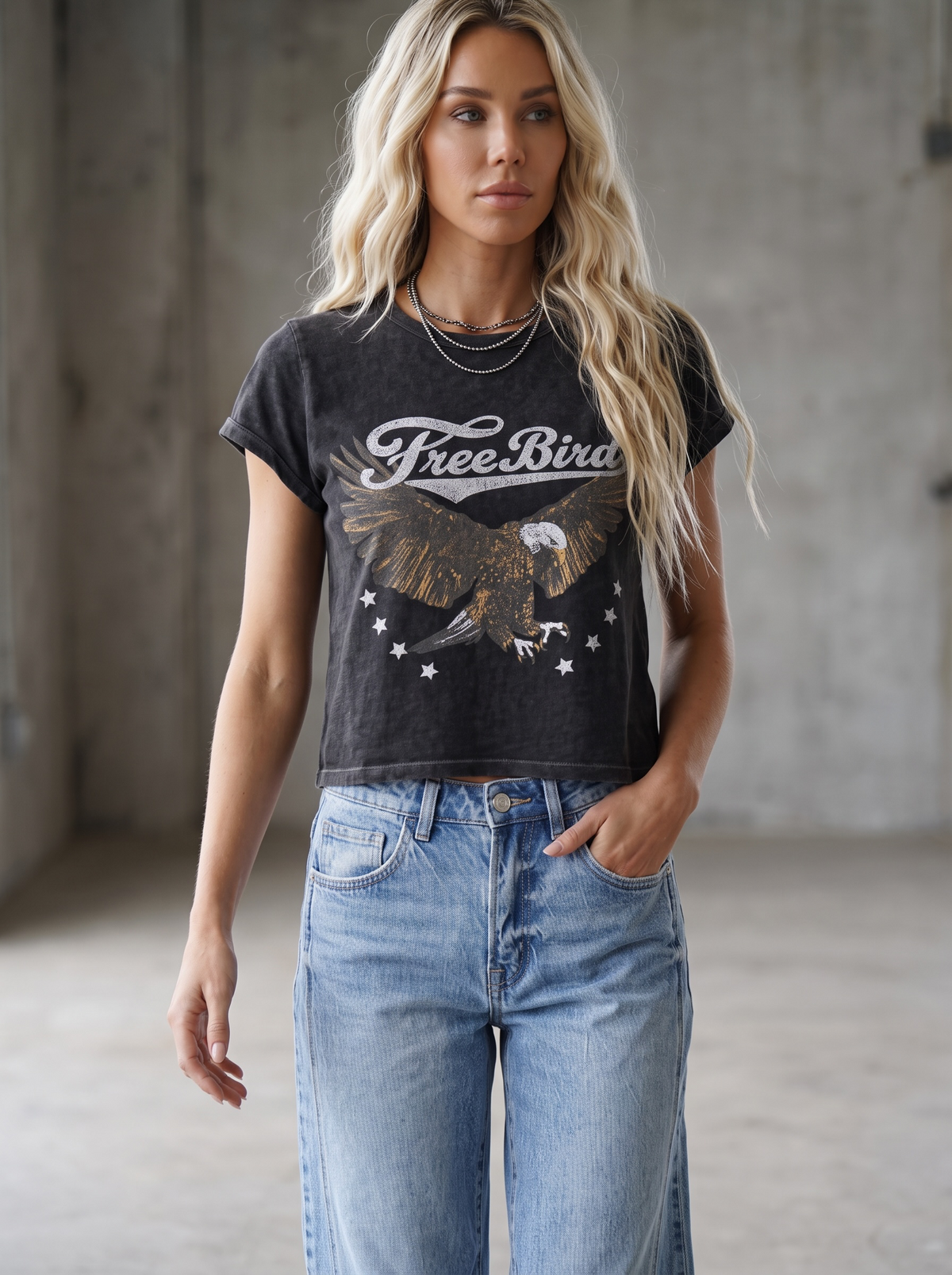 Free Bird Graphic Crop Tee