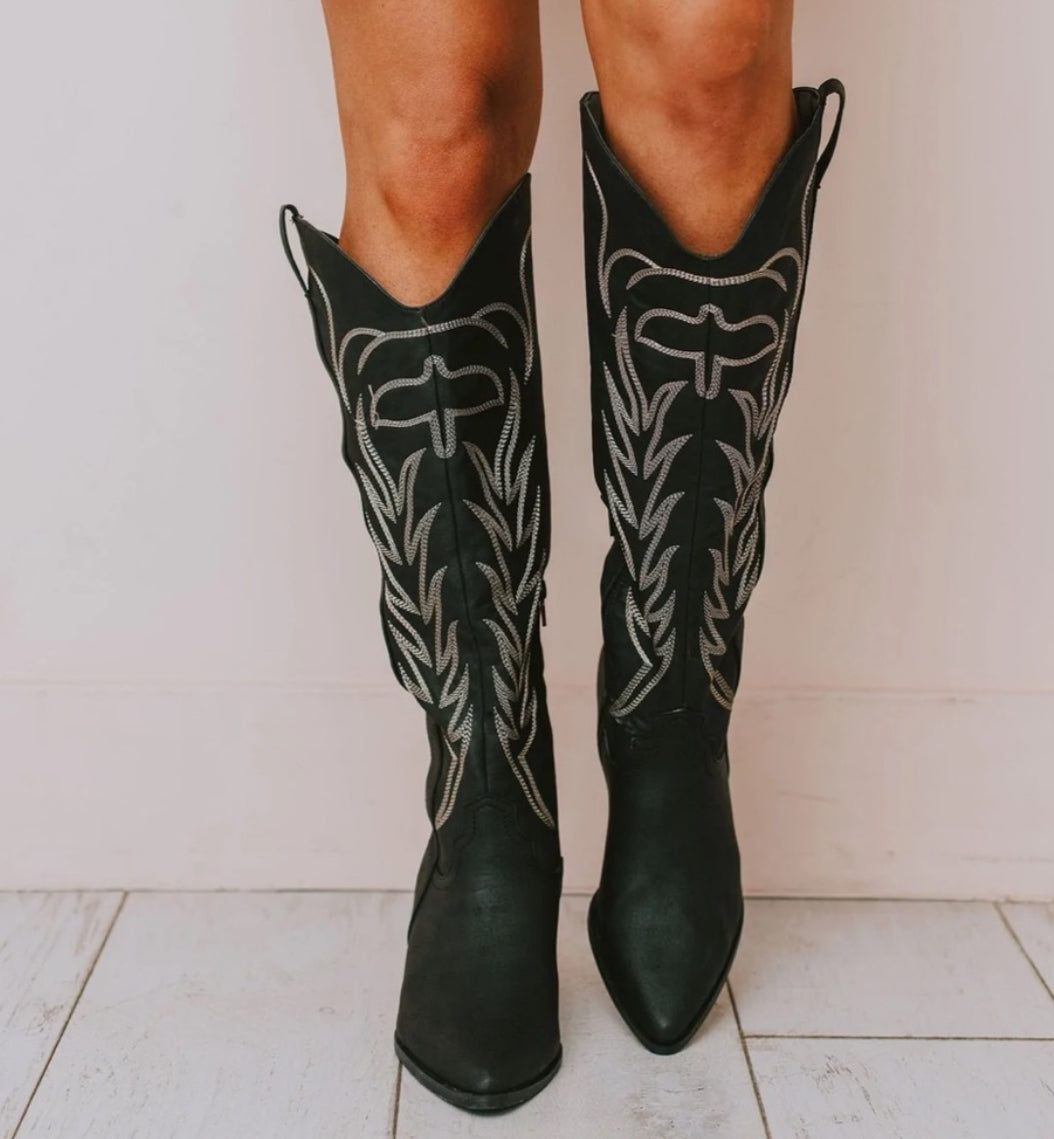 Tall Embroidered Cowgirl Boots