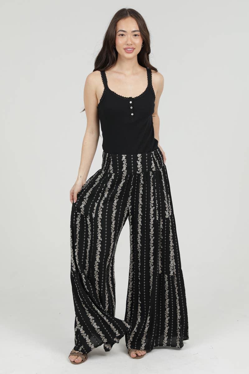 B3698-W738 PRINTED WIDE LEG PANTS