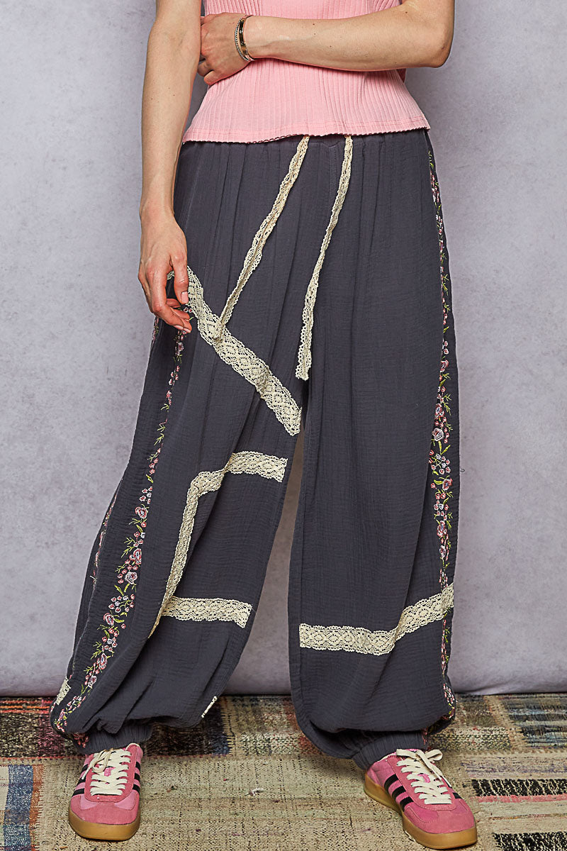 POL Floral Embroidered Jogger
