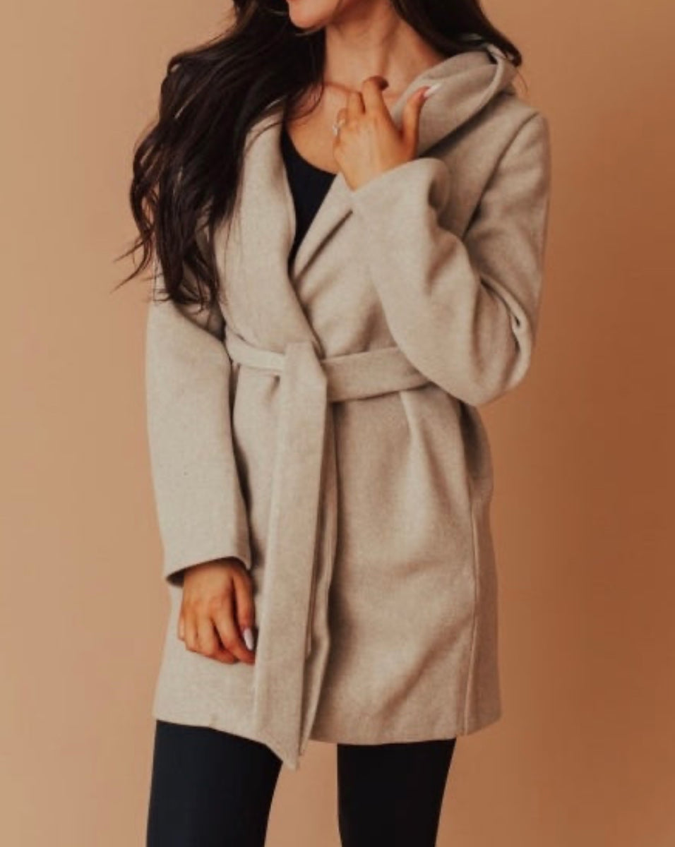 JQ Fleece Belted Hoodie Coat