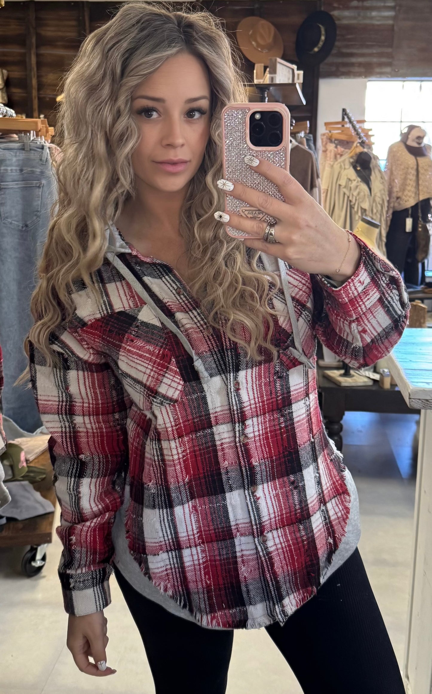 Very J Plaid Hoodie