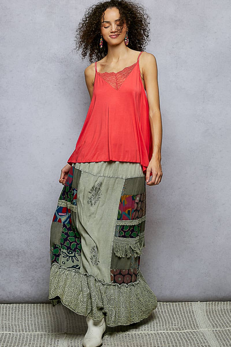 Adjustable Strap Lace Detail V-Camisole Casual Tank Top SALE