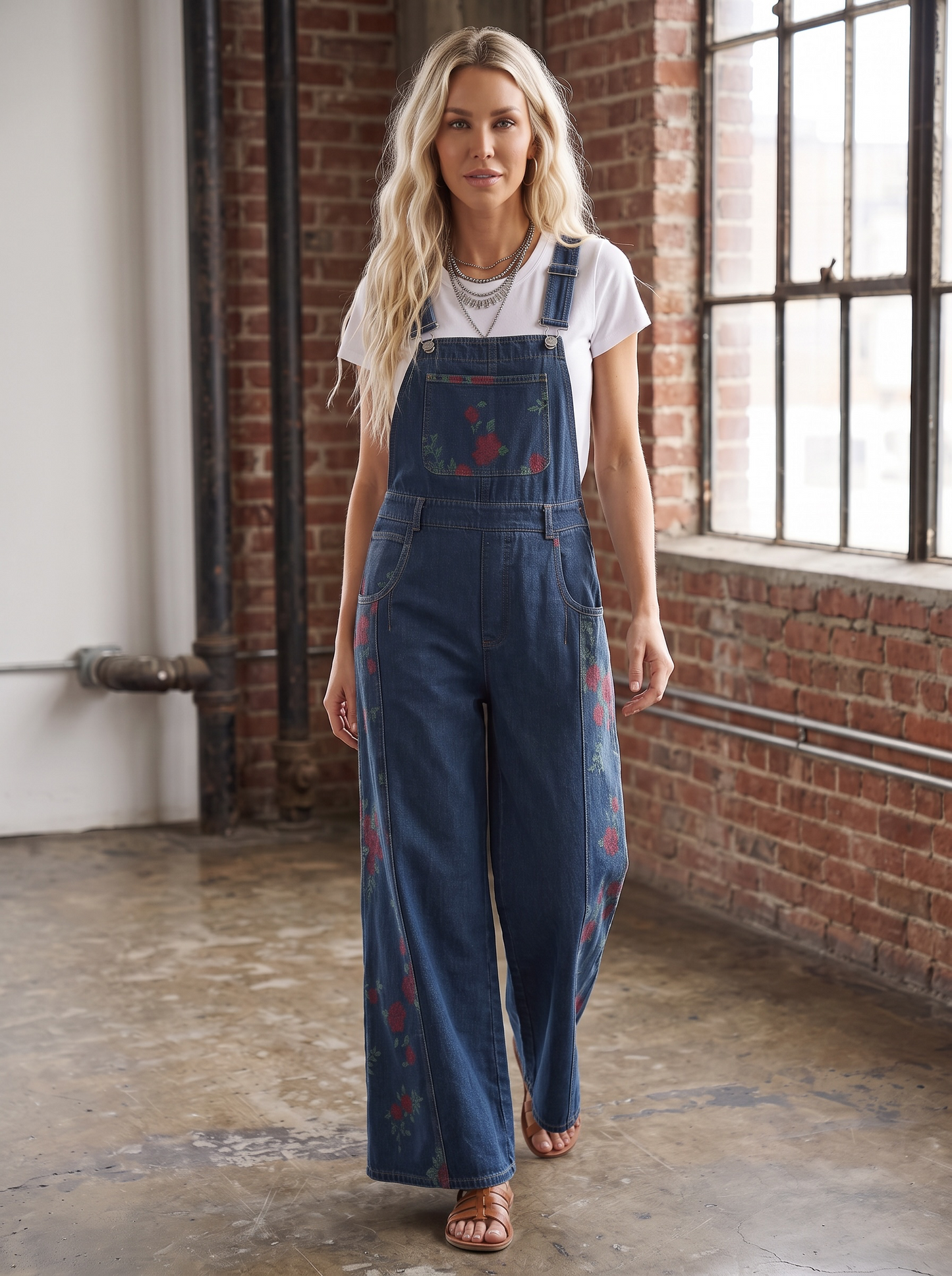 Eesome Rose Print Overalls