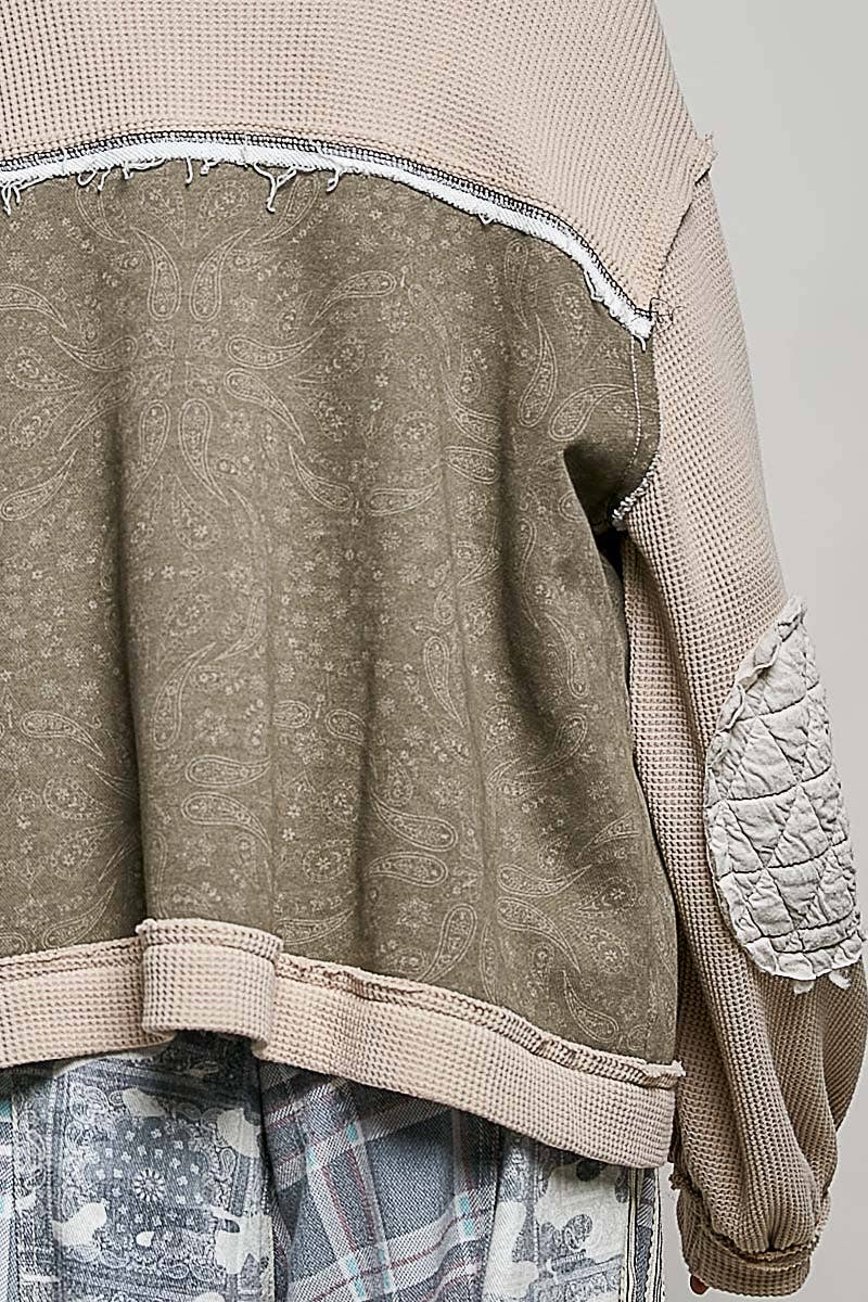 Floral Animal Print Contrast Color Block Quilted Jacket SALE