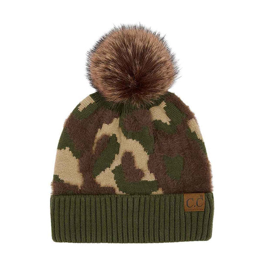 HAT4005 Abstract Camo Pom Beanie