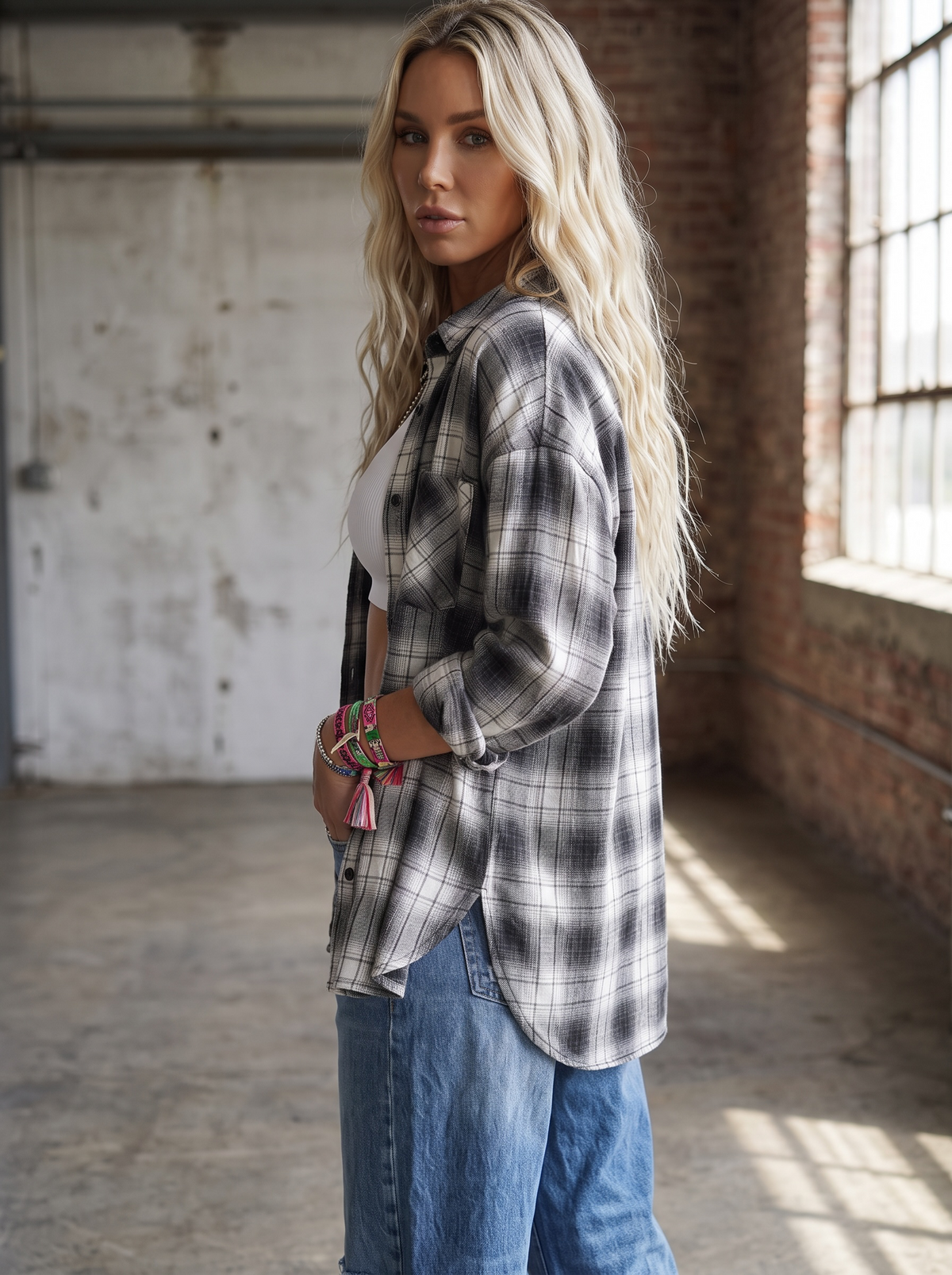 Plaid Button Down Top
