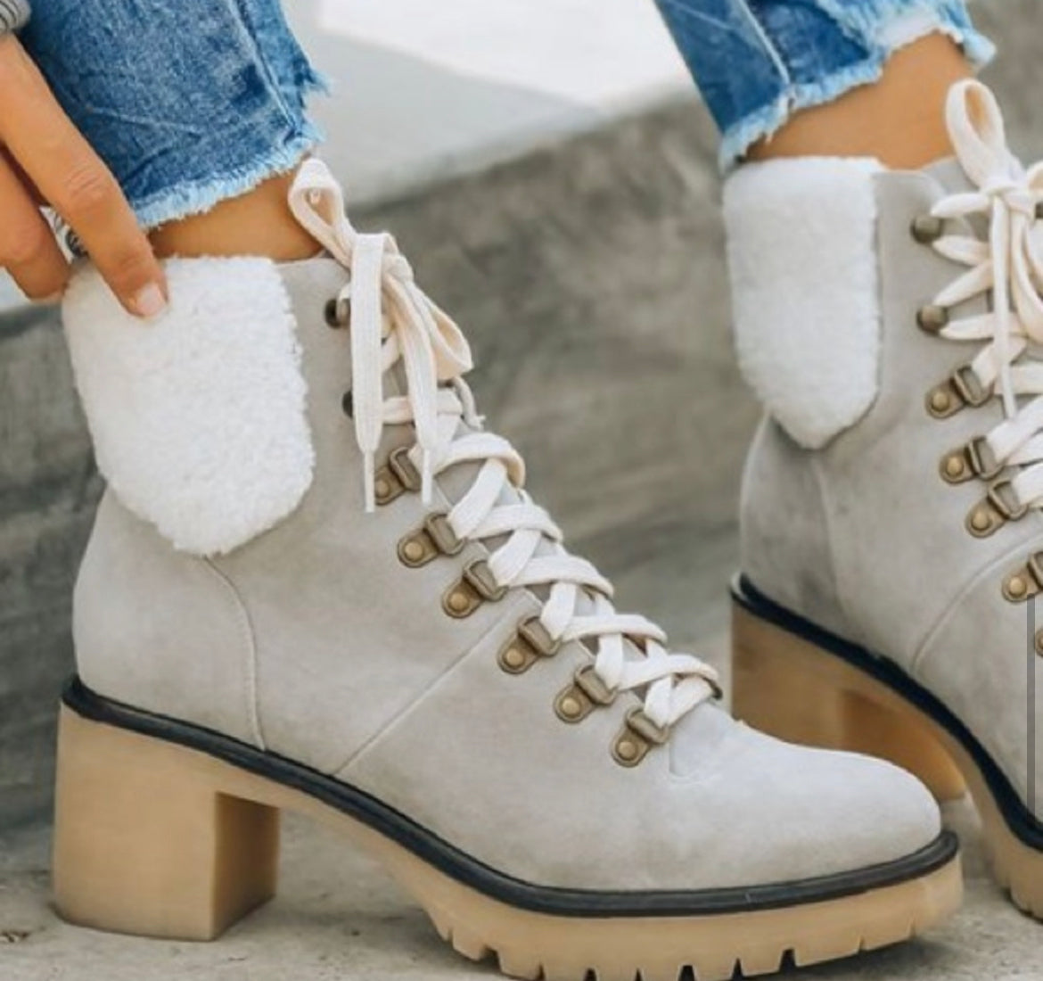 Oasis Society Lace Up Sherpa Boots