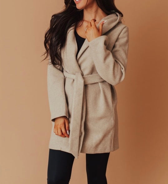 JQ Fleece Belted Hoodie Coat