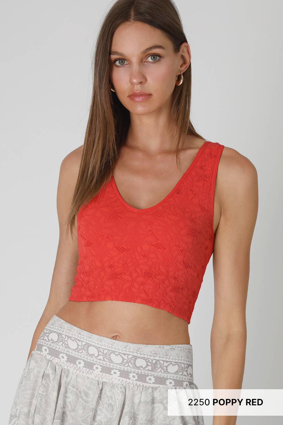 NS8309 -  Lace V Neck Tank Top