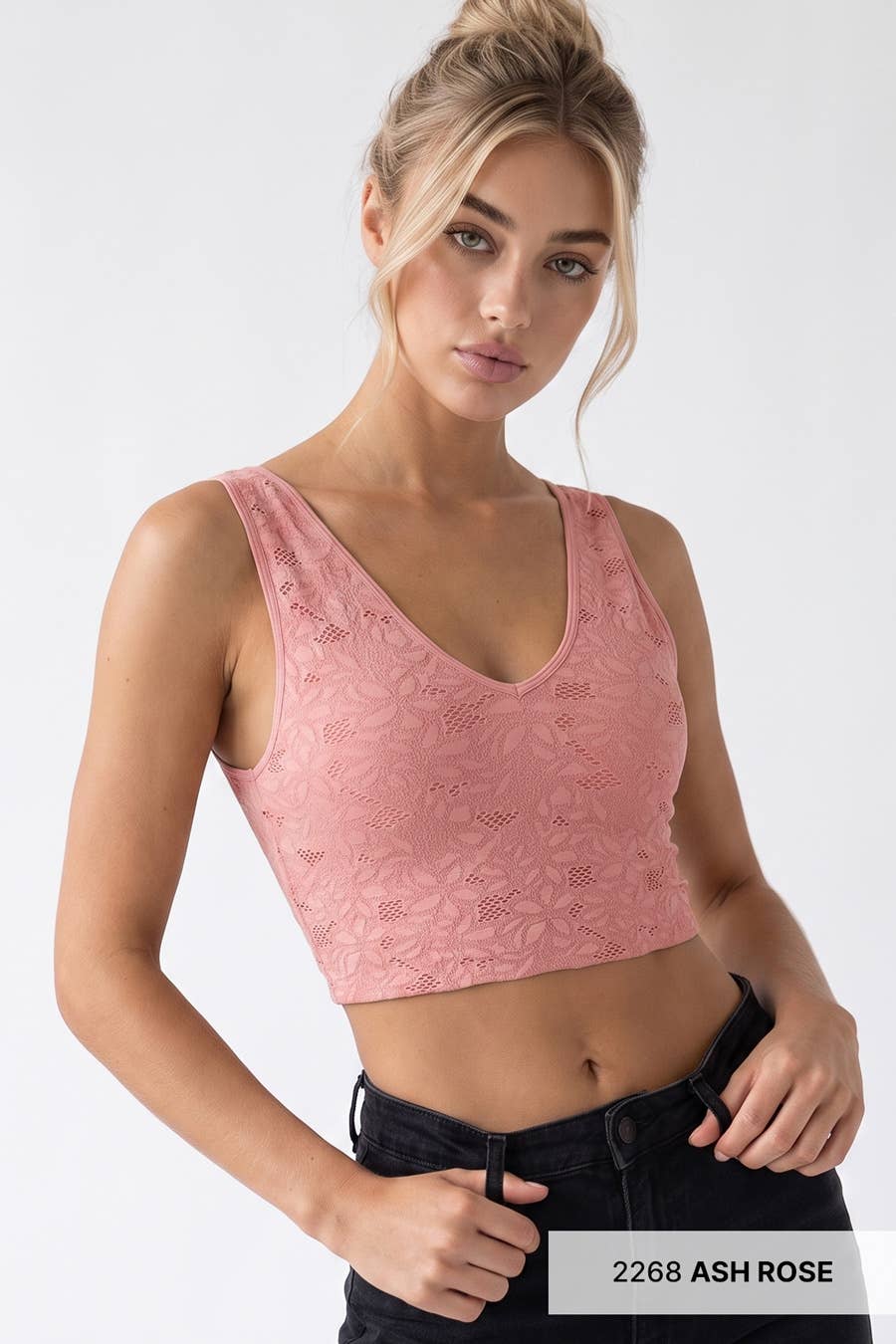 NS8309 -  Lace V Neck Tank Top