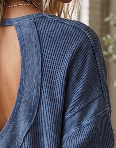 Open Back Waffle Knit Top