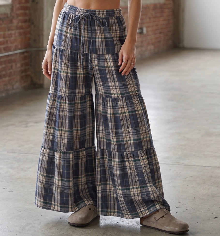 Plaid Wide Leg Pants