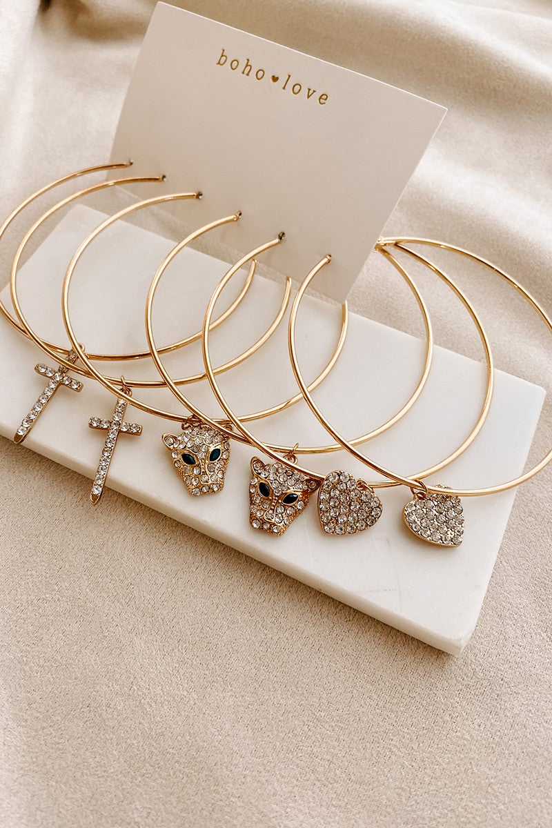 Boho Love Charm Hoop Earrings