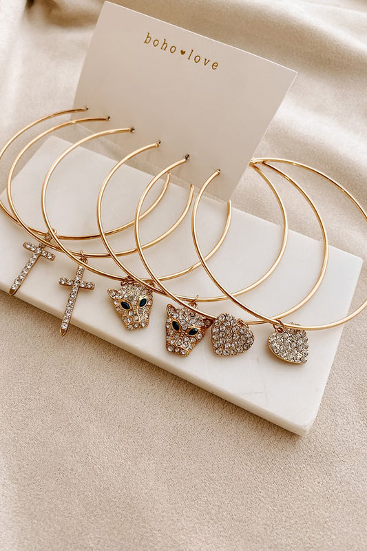 Boho Love Charm Hoop Earrings