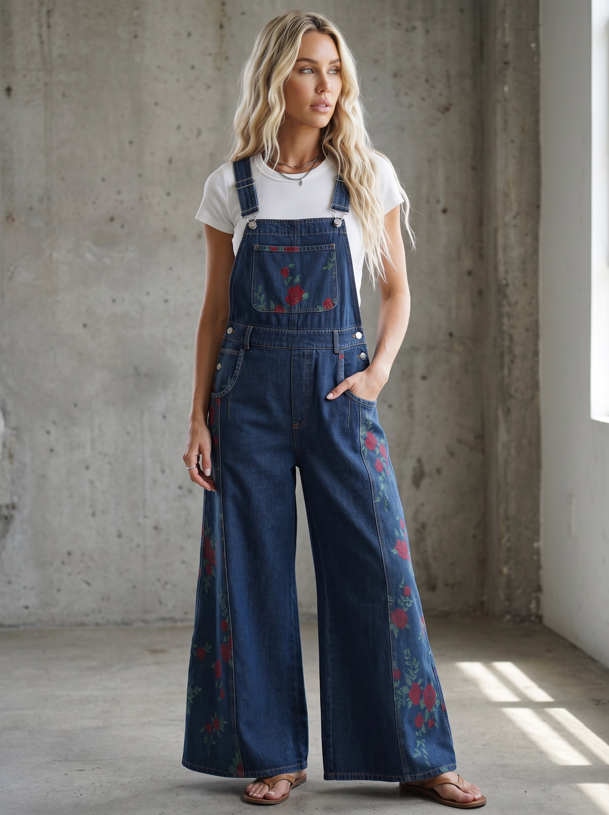Eesome Rose Print Overalls