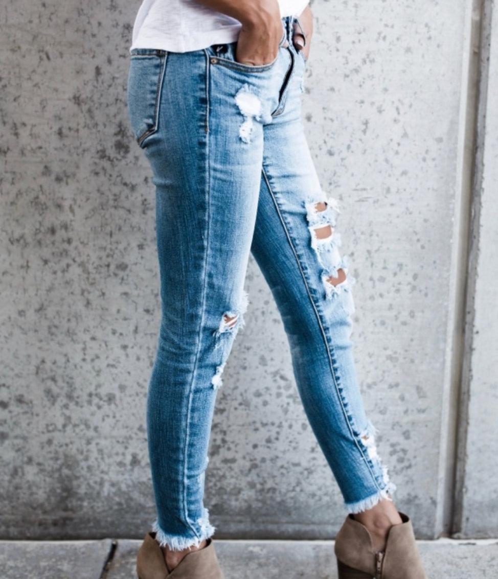 KanCan Mid Rise Distressed Skinny Jeans