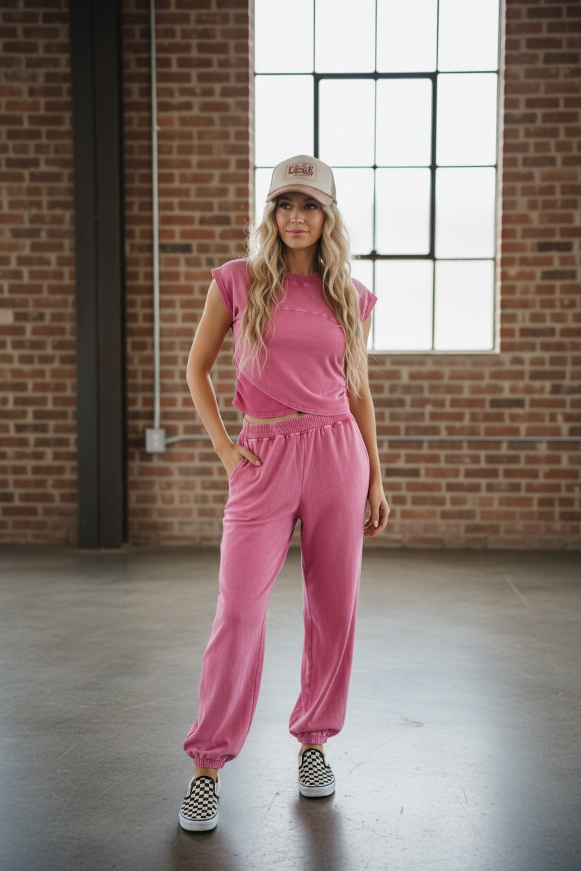 Washed Crop Top & Jogger Set