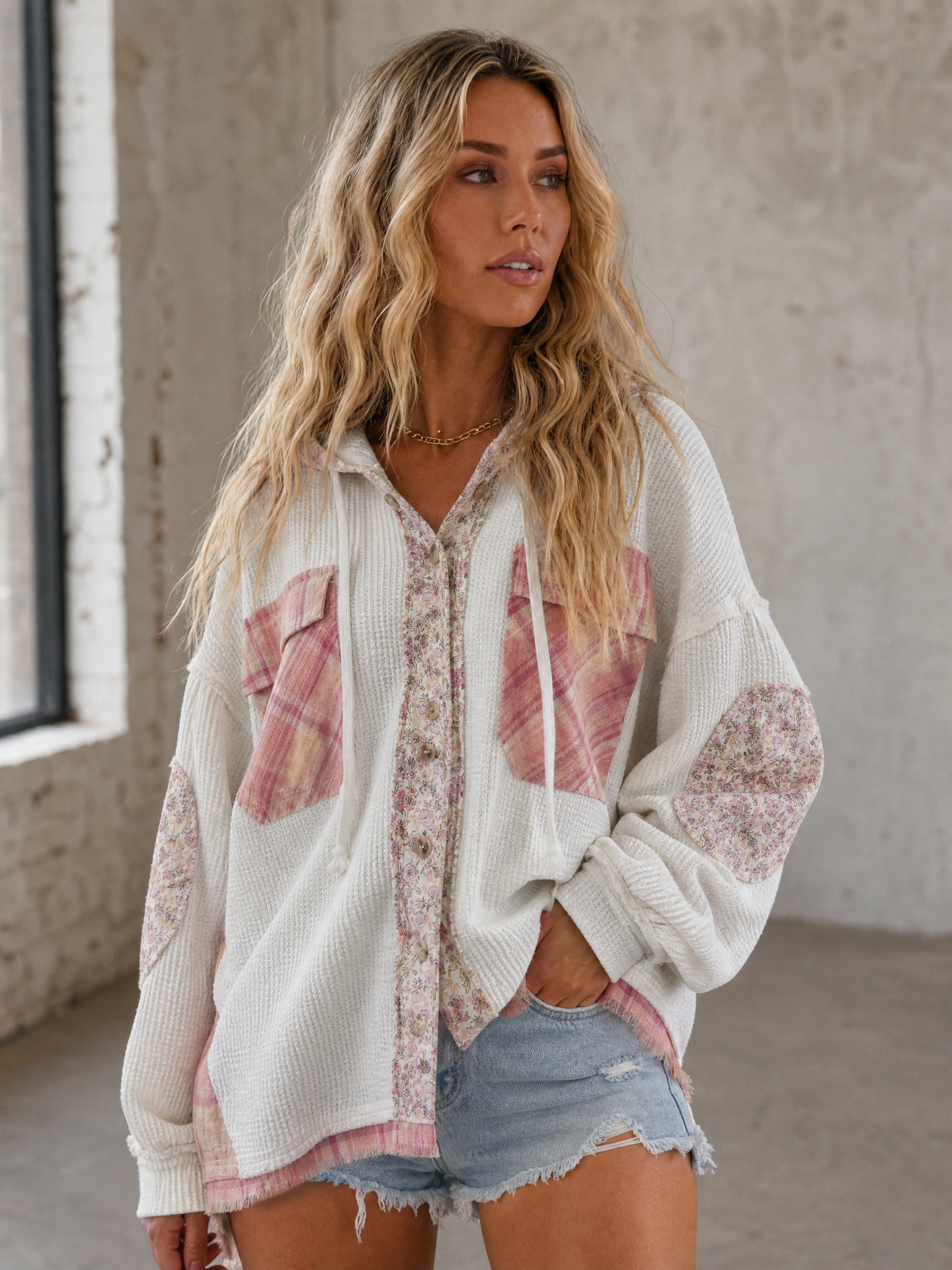 Bluevelvet Waffle Knit Hoodie