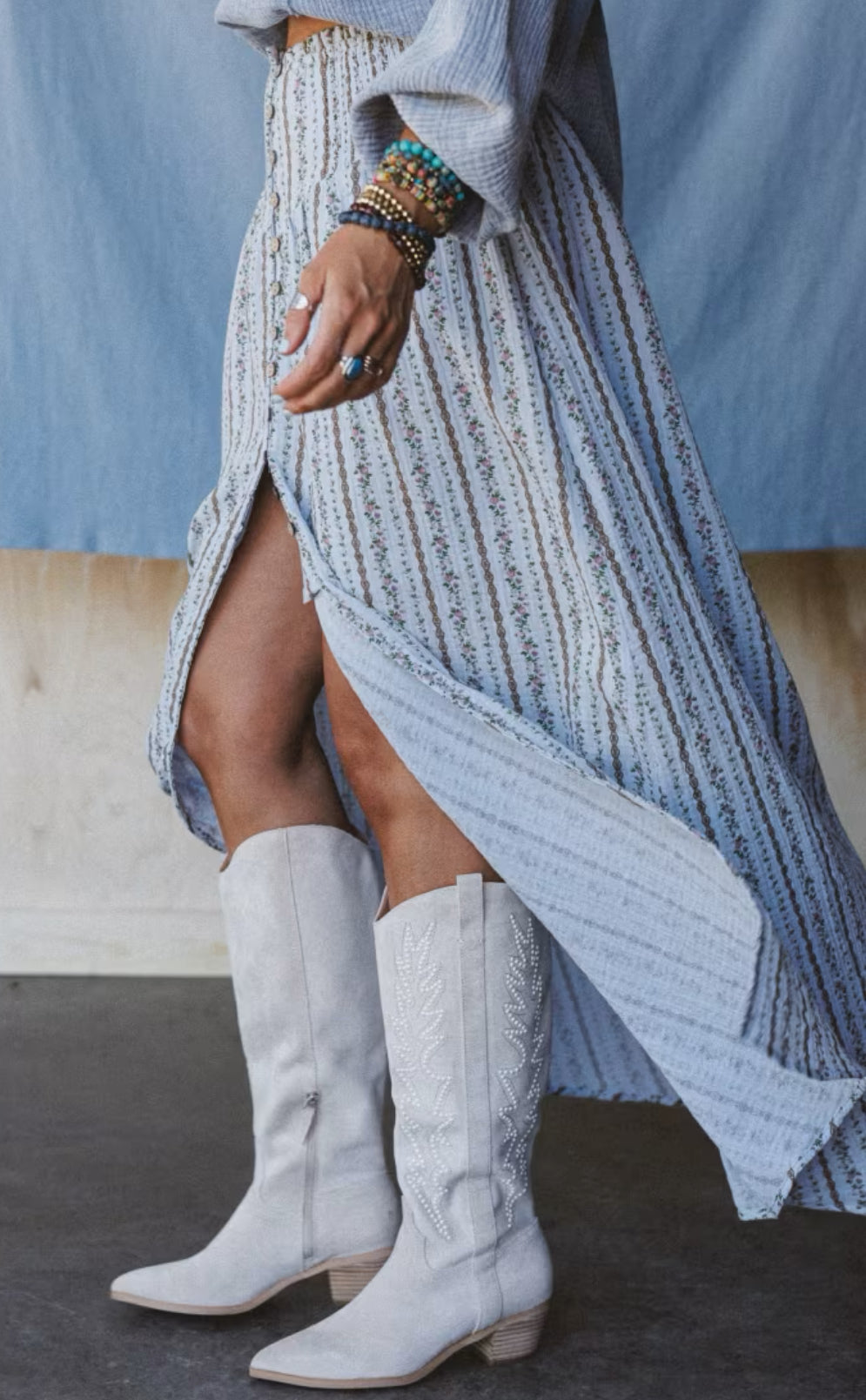 Promesa Floral Button Maxi Skirt