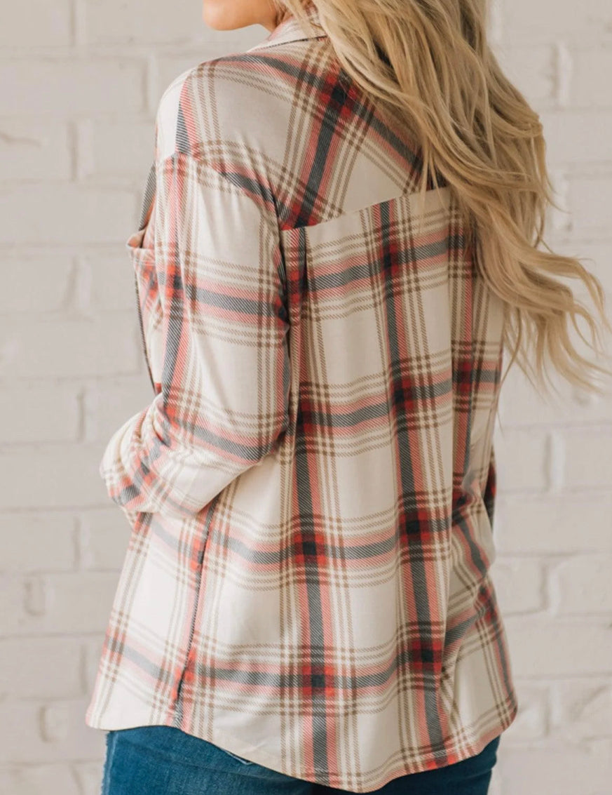 Plaid Shacket With Front Pocket