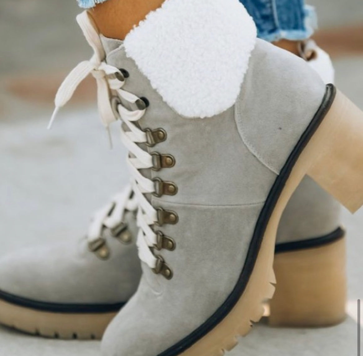 Oasis Society Lace Up Sherpa Boots