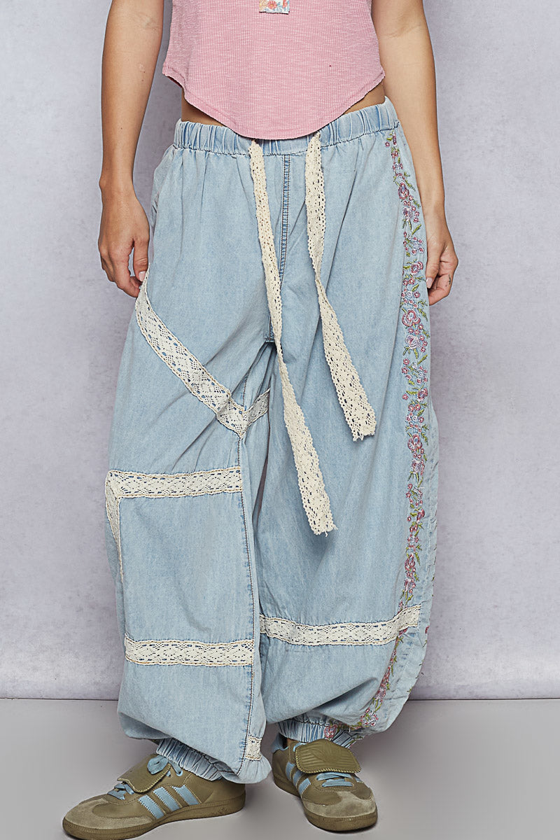 POL Floral Embroidered Jogger