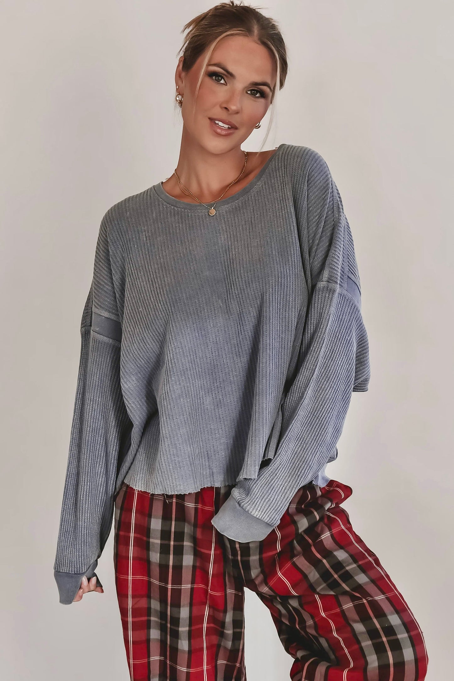 Open Back Waffle Knit Top