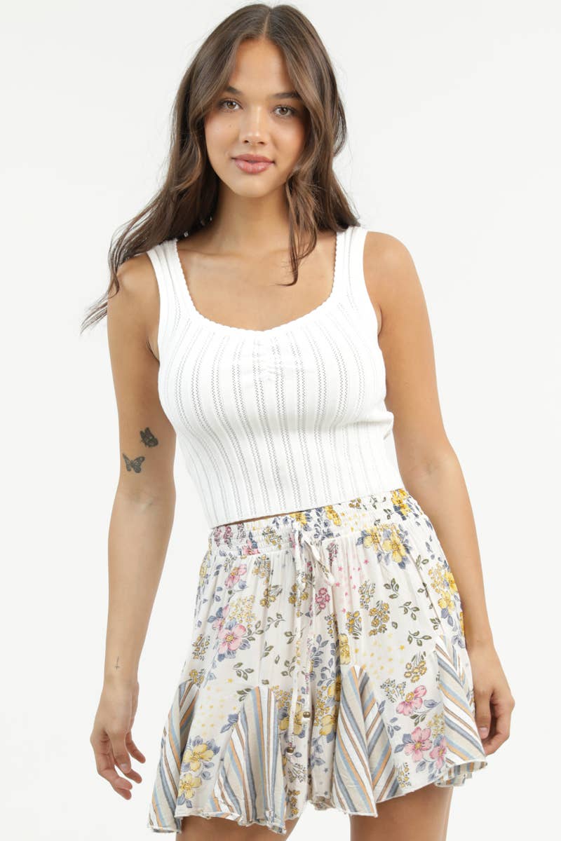BS909-HL58-FQ31 TWIN PRINT GODET SHORTS