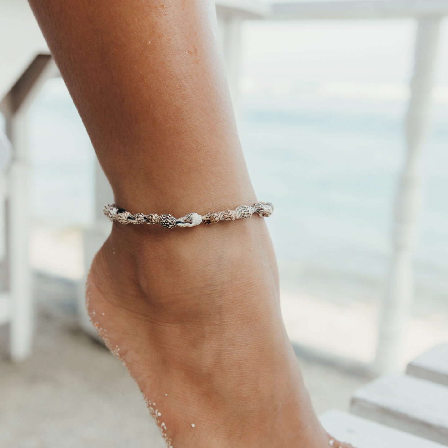 Lanikai Beach Beaded Anklet, Adjustable Surf Bracelet