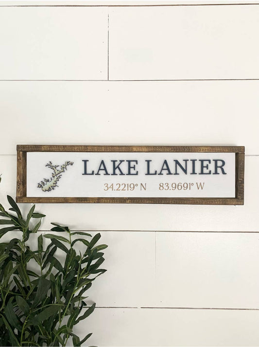 24x6 "Any" Lake Sign - Coordinates/Lake Outline with Print