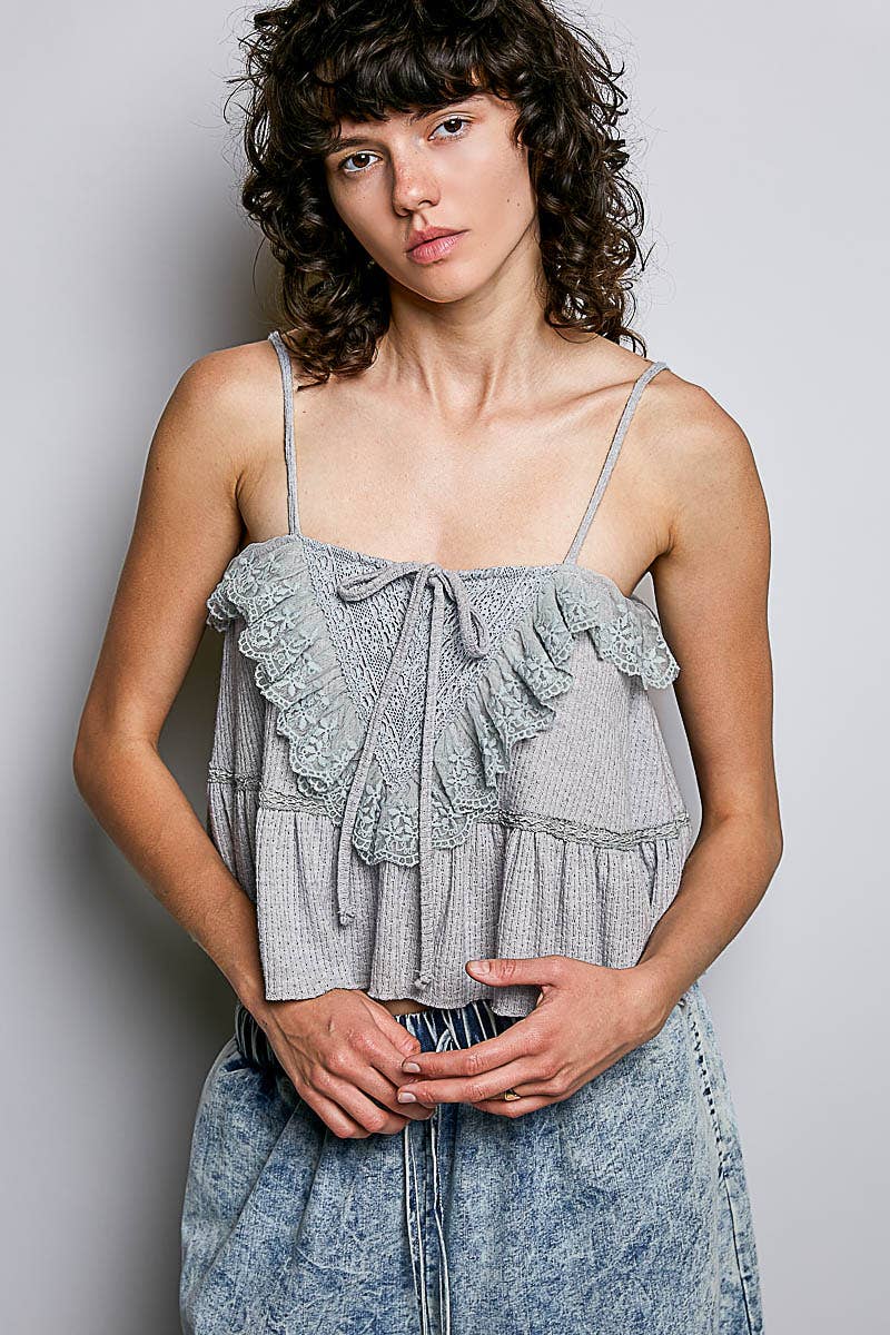 Romantic Lace Ruffle Tiered Cami Top