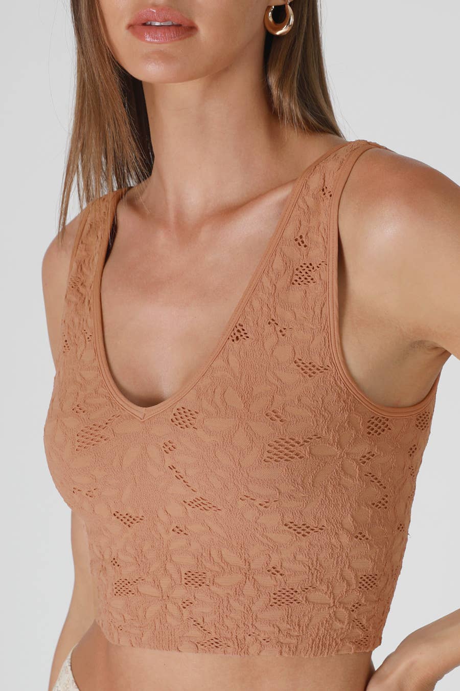 NS8309 -  Lace V Neck Tank Top
