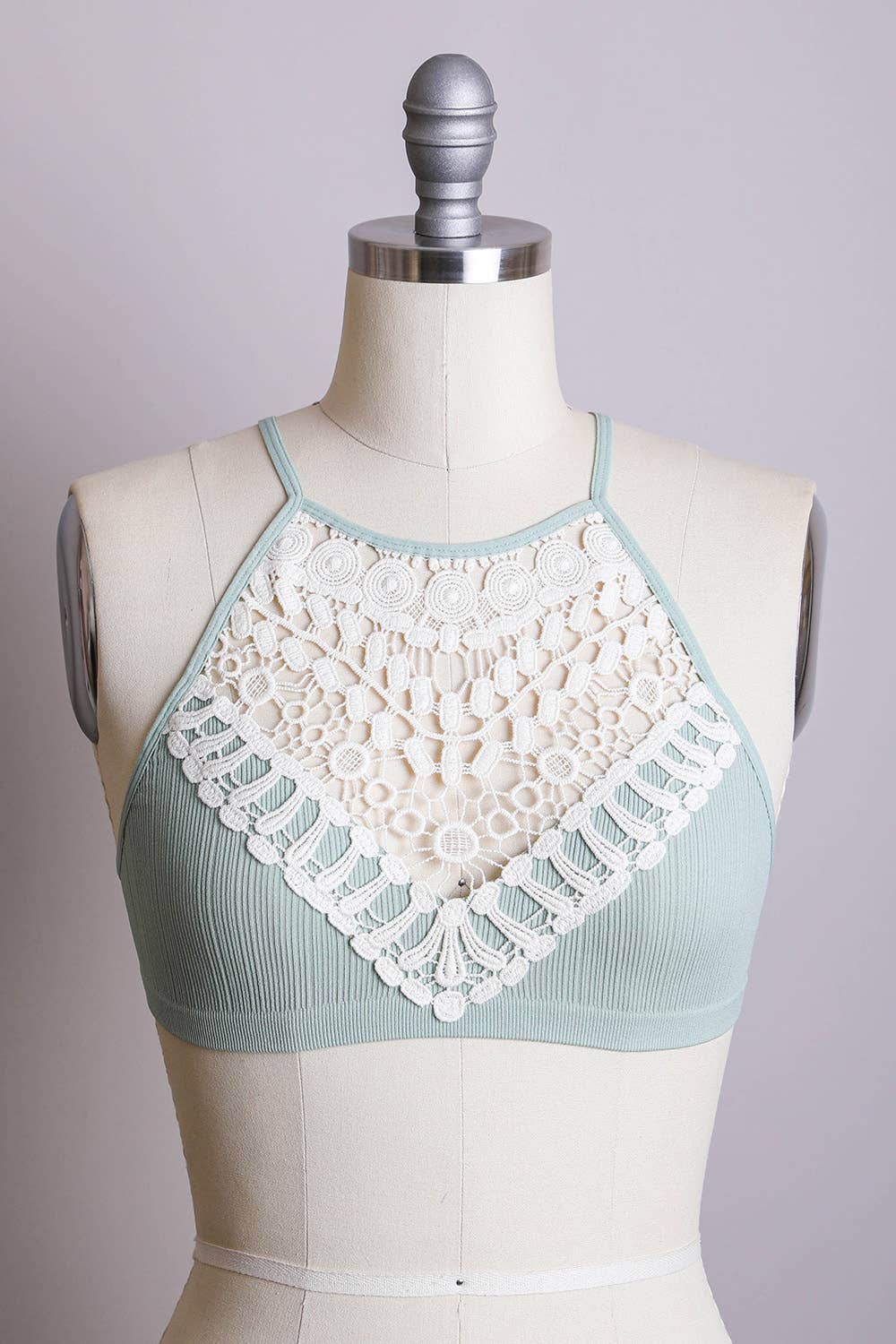Crochet Lace High Neck Crop Top - Bestseller
