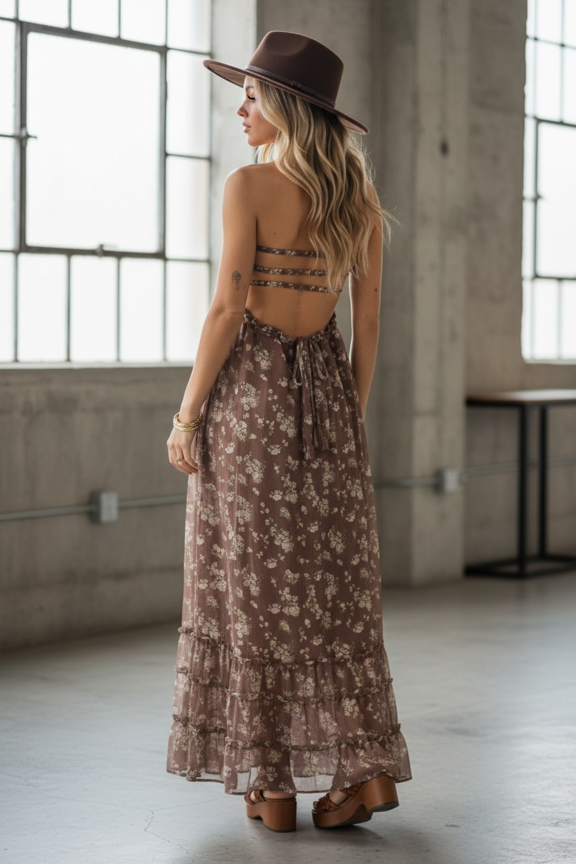PREORDER- Floral Strappy Back Maxi Dress