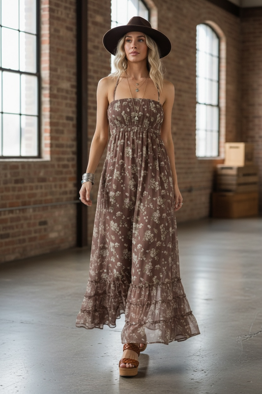 PREORDER- Floral Strappy Back Maxi Dress