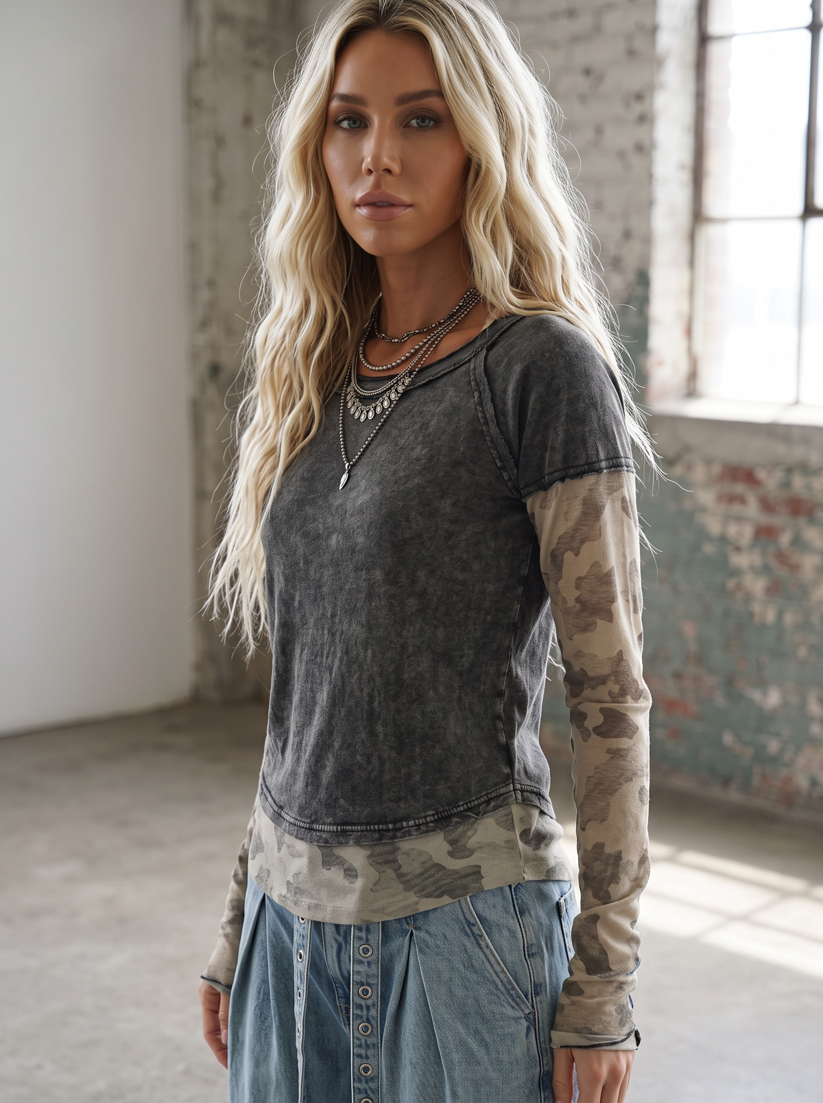 Oli & Hali Camo Layered Top