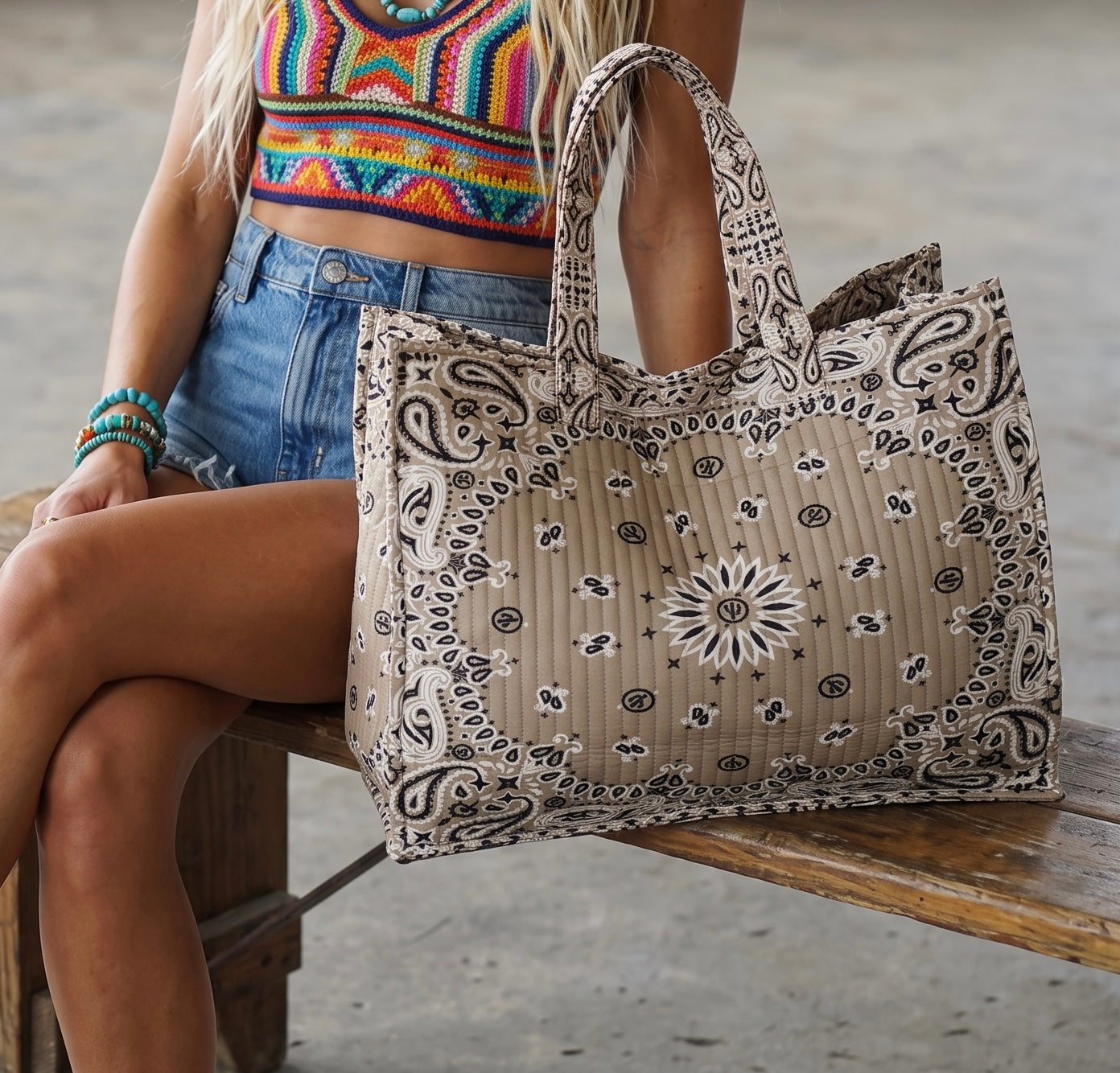 Tan Bandana Tote