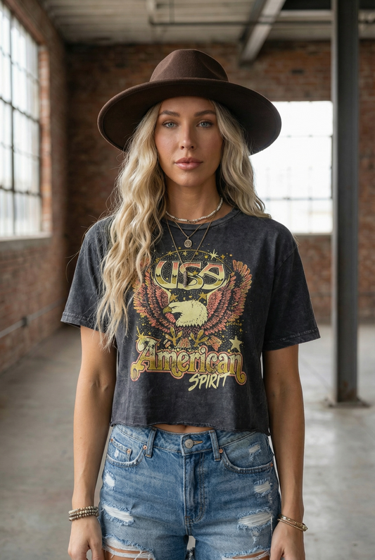 American Spirit Cropped Tee