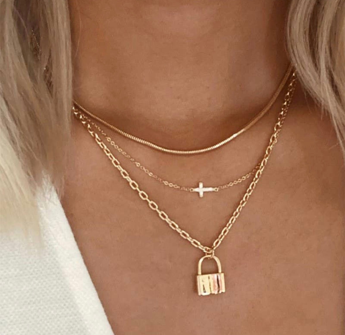 Layered Lock Necklace