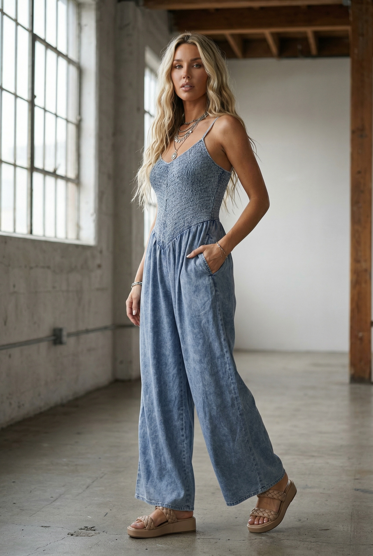 Very J Denim Jumpsuit